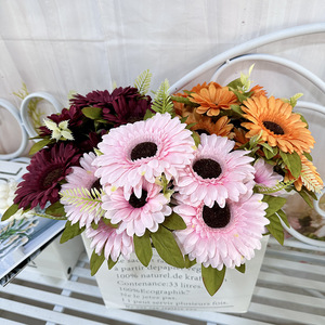 Flores artificiales de crisantemo Queyiyi, arreglo floral de seda rosa de 11 cabezas para decoración del hogar, sala de estar, adorno de escritorio - Product Image 4
