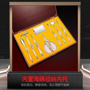 Juego de herramientas para comer cangrejo de acero inoxidable, 8 piezas, herramientas resistentes para mariscos, caja de regalo con estuche de madera para cangrejo peludo - Product Image 4