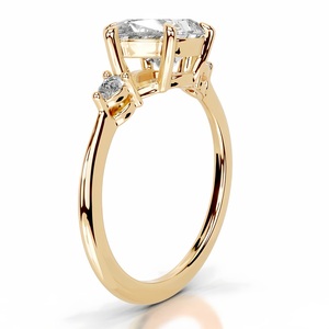 Três Pedra <span class=keywords><strong>Real</strong></span> Ouro Amarelo 10K 14K Mulheres Anel 2CT VVS Moissanite Triplo Pear Cut Diamonds <span class=keywords><strong>Promise</strong></span> Anel de Casamento Preço de Atacado