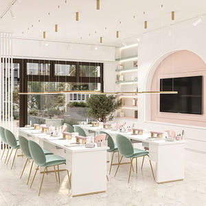 Table de manucure en bois personnalisée de beauté moderne éclairage LED meubles de salon élégants design - Product Image 6