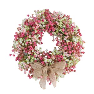 Guirlande artificielle avec nœud en <span class=keywords><strong>toile</strong></span> <span class=keywords><strong>de</strong></span> <span class=keywords><strong>jute</strong></span>, guirlande florale en plastique, décoration <span class=keywords><strong>murale</strong></span> ronde pour porte d'entrée, maison, mariage - Product Image 1