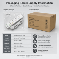 Multiprise modulaire avec cordon réglable, 4 prises universelles, 3 ports USB-C PD à charge rapide, interrupteur, tour d'alimentation pour salle de sport