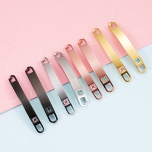 Creazione di braccialetti alla ricerca di incisioni personalizzate a forma di barra curva in acciaio inossidabile coppia bracciale connettore charms pendente con zircone - Product Image 1
