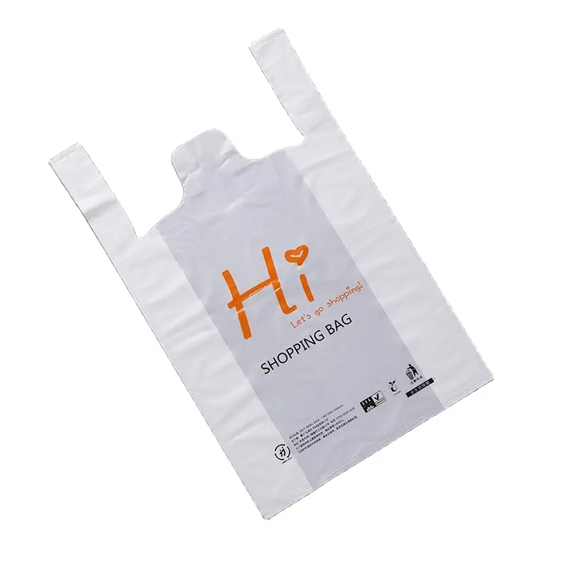 Gıda aperatif gıda plastik paket götürmek gıda paketi T Shirt kılıfı süpermarket bakkal alışveriş çantaları