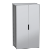 NSYSFN2212802DP Armoire de sol à 2 portes, acier galvanisé, IP55, gris, noir, 1200mm x 800mm 2200mm, série PanelSeT SFN
