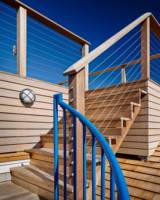 CBMmart Wendeltreppen-Set Farbige Edelstahl-Handläufe Holzstufen Treppe