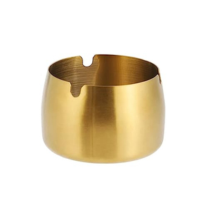 Wholesale Portable Cheap Gold Metal <b>Ashtray</b> Smoking Cigar <b>Ashtray</b> Stainless Steel <b>Ashtray</b> With Windproof - Product Image 1