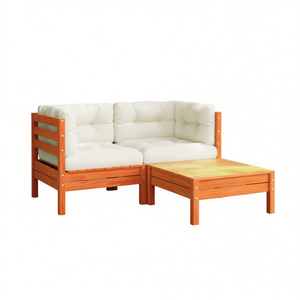 Conjunto de Sofás Modulares de Estilo Rústico para Patio, Muebles de Jardín de Madera para Exteriores con Cojines de Espuma de Alta Densidad - Product Image 1