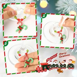 แหวนตกแต่งแก้วไวน์สำหรับงานคริสต์มาส, ตัวระบุแก้วสำหรับงานเลี้ยงไวน์คริสต์มาส - Product Image 5