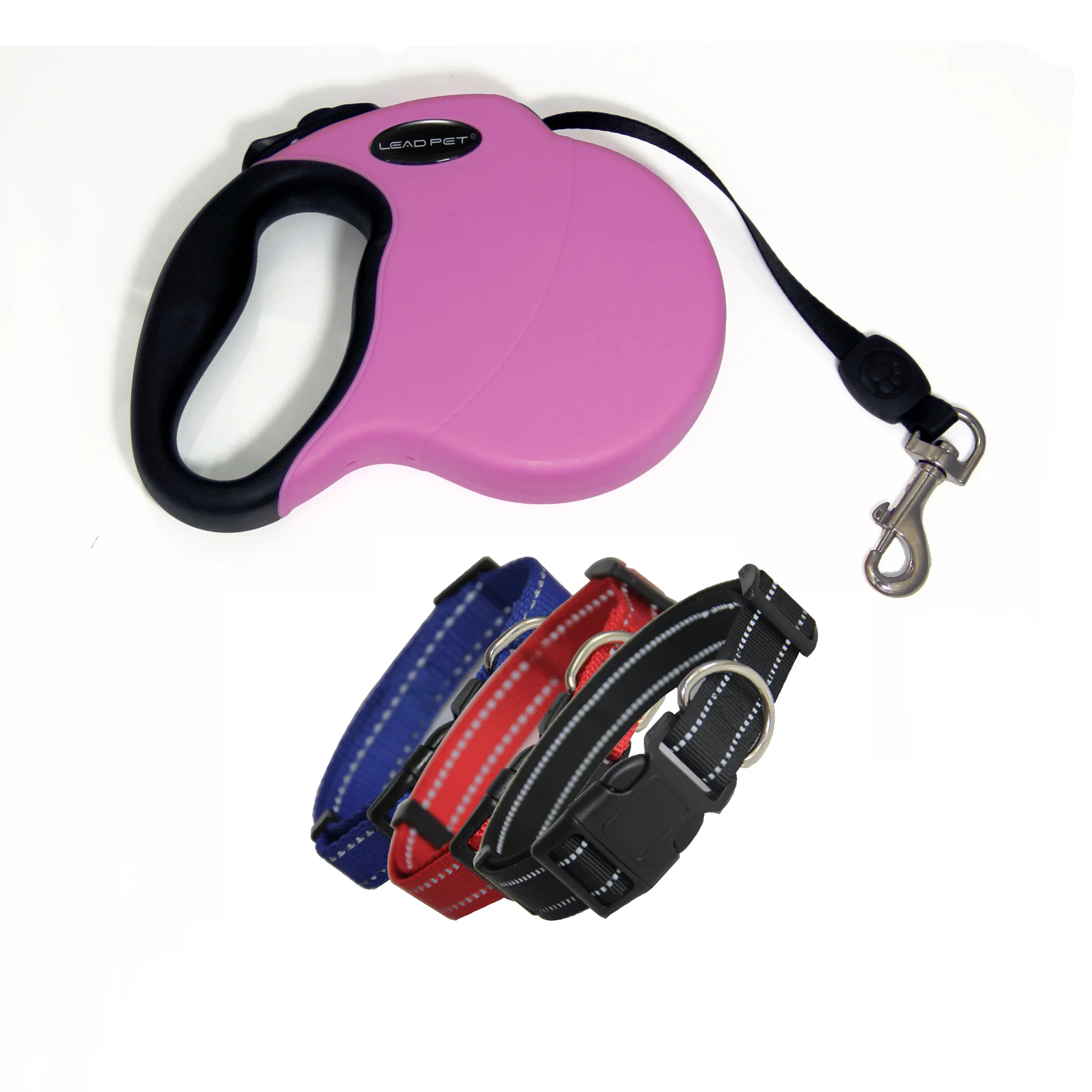 LEAD PET TUG 360 Tangle-Free Retractable Dog Leash, 16 ft Strong Nylon Tape/Ribbon, One-Handed Brake, Pause, Lock