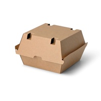 Boîtes à hamburgers en carton kraft 16,8x15,8x9,8 cm, résistantes à l'huile, jetables, pour la restauration rapide - Vente chaude
