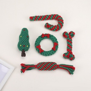 Navidad vacaciones árbol caramelo forma cachorro masticar juguetes algodón mordedura resistente perro cuerda Juguetes - Product Image 1