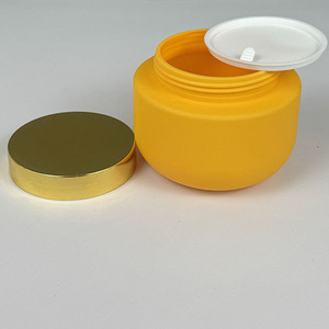 กระปุกครีมบำรุงผิวหรูหรา HDPE 250 กรัม 500 กรัม 8 ออนซ์ 16 ออนซ์ ทรงกลม <span class=keywords><strong>สี</strong></span><span class=keywords><strong>ส้ม</strong></span> ผลิตจากพลาสติก พร้อมฝาเกลียวสีทอง สำหรับครีมทาหน้าและสครับขัดผิว - Product Image 4