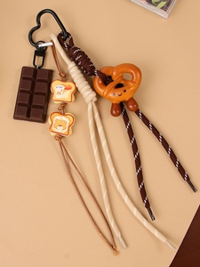 Creative Fashion Heart Shaped Alkaline Acrylic Soft Coin Holder Keychain Women Handbag Charms Versatile Chocolate <b>Braided</b> Rope - Product Image 5