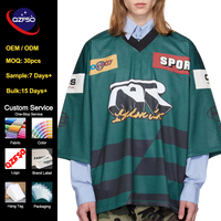 QZFSO T-shirts de sport personnalisés à coupe carrée avec impression par sublimation, design en maille oversize, style streetwear, maillot de football américain