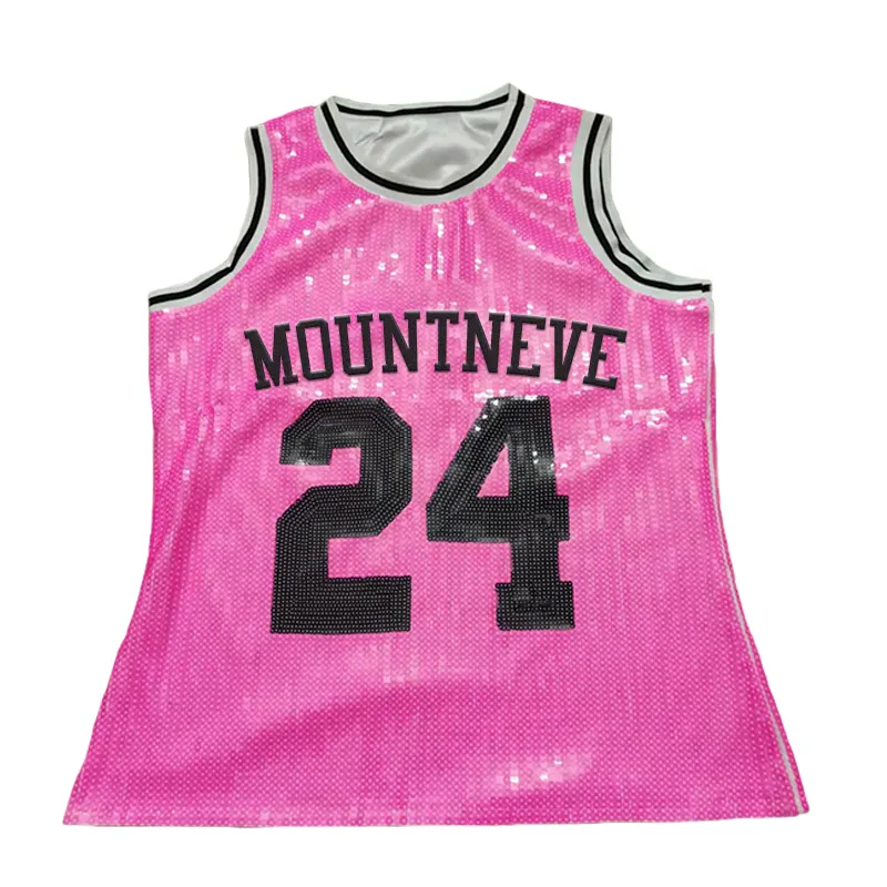 OEM-Maillots de basket-ball scintillants à paillettes pour femmes, vêtements uniformes, vêtements de sport de grande taille pour femmes