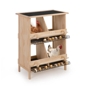 Nido de gallinas de madera de 2 niveles con bandeja extraíble para huevos, caja de puesta para aves de corral al aire libre para gallinero de patio trasero - Product Image 1