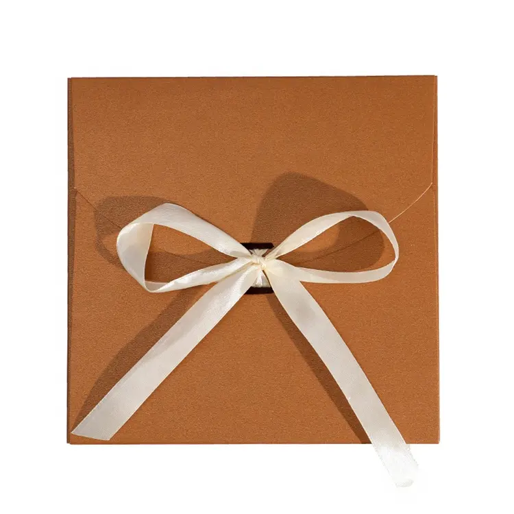 Confezione regalo con fiocco in seta con confezione pieghevole in carta piatta stile busta di lusso con Logo personalizzato