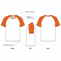 T-shirt unisexe personnalisé 100 % coton respirant à manches courtes raglan, décontracté, couleur contrastante, séchage rapide, anti-plis, col rond