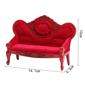 Miniatur rumah boneka furnitur 1/12 skala Sofa gaya antik grosir untuk penggunaan rumah boneka