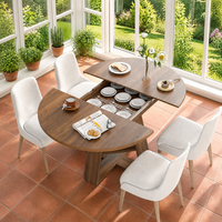 Table à manger ronde extensible moderne et pliable avec rangement dissimulé, en MDF, pour 4 à 8 personnes