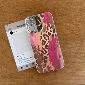 Funda de Teléfono Acrílica con Estampado de Leopardo Rojo Rosa, Compatible con 15/14 para 17 AIR, Lente Rosa Brillante, Resistente a Caídas - Product Image 3