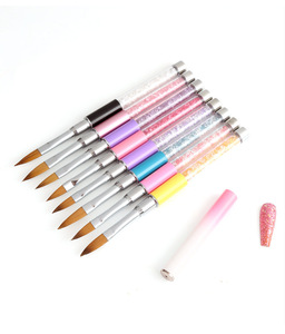 Oval Metal Handle Crystal Rhinestone UV Gel Carving Pen Brush <b>Liquid</b> Powder DIY <b>Nail</b> Drawing Tool - Product Image 6