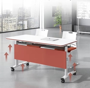 Mesa de entrenamiento plegable de acero Mesa de conferencia extensible con tapa abatible para oficina Escuela para uso en el hogar Oficina Hospital - Product Image 1