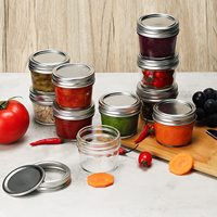 Stocked 4oz Wide Mouth Glass Jam Jar with Tinplate Lids
