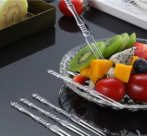 Accessoires de vaisselle jetable petite fourchette en plastique transparent fourchette à emporter pour salade de fruits dessert collation gâteau fête <span class=keywords><strong>avant</strong></span>-goût - Product Image 1