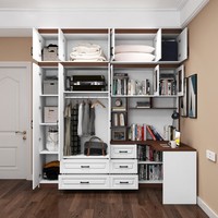 Ensemble de chambre à coucher moderne et minimaliste personnalisé pour petite chambre, avec armoire, bureau d'angle et bibliothèque intégrés, en bois, pour enfants