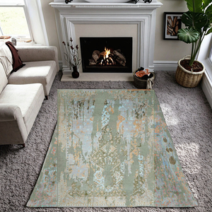 Tapis et ensembles antidérapants lavables modernes faits à la main en soie de bambou en laine de Nouvelle-Zélande tapis tissé de couleur personnalisable - Product Image 4