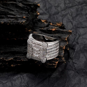 Bling Herren Pavé Zirkon Quadratischer Ring Goldfarben Messing Material Iced Out Voll CZ Mode Hip Hop Schmuck - Product Image 6
