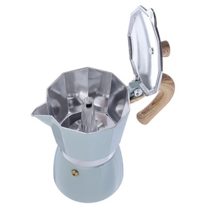Cafetera expreso clásica profesional de aluminio, <span class=keywords><strong>Moka</strong></span> italiana con mango de madera - Product Image 3