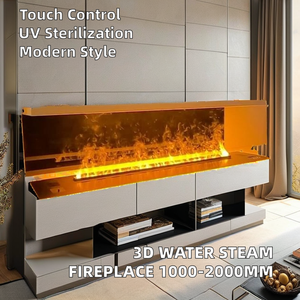 Chimeneas Eléctricas de Interior de 120 cm, LED 3D con Llama Realista, Control por Aplicación, Control Remoto, Enchufe Estadounidense, Vapor de Agua, Niebla de Fuego, Vapor, Acero, Hotel - Product Image 3