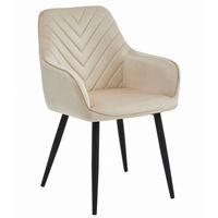 Chaise de salle à manger en velours gris foncé en gros |   Fauteuil rembourré moderne à coutures en V avec pieds en métal noir