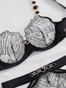 Lingerie di cristallo RUIYI 3 pezzi Set Lingerie di San Valentino 2025 ricamo trasparente biancheria intima Sexy - Product Image 3
