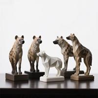 Nouveau! Figurine en résine Hyène rireuse - Sculpture réaliste et géométrique de faune sauvage peinte à la main, décoration de table détaillée sur le thème de la savane