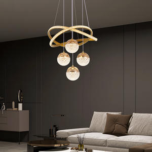 Lampu Gantung LED 3 Warna USA Stock Golden Aluminum Iron 100cm dengan Kawat yang Dapat Diganti untuk Dekorasi Dalam Ruangan - Product Image 3