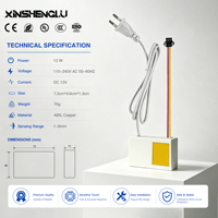 Interrupteur tactile LED à trois couleurs avec variateur de luminosité, 12W 12V, à bouton unique, alimentation intégrée pour miroir de salle de bain