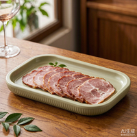 Assiette rectangulaire en mélamine verte, profil fin, coins arrondis, résistante aux éclats, écologique, pour steak, charcuterie, apéritif, buffet