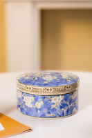 Ensemble de boîtes rondes en porcelaine bleue et blanche Art Déco, motif floral peint à la main, boîte de rangement en céramique, décoration d'intérieur