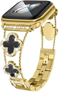 Gelang logam berlian jam tangan wanita modis gelang baja tahan karat tali jam tangan semanggi empat daun untuk jam tangan - Product Image 3