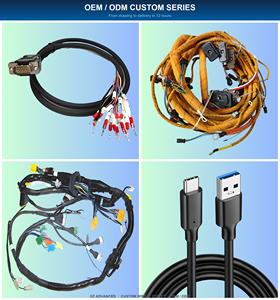 定制高品质 OEM/ODM 电子电气线束电缆组件 铝导体 PTFE/PBT/尼龙 IP66 等级 - Product Image 1