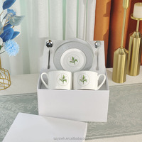 Tasse à café motif fleur porte-bonheur exquise, tasse à thé de l'après-midi, paire de tasses à bouche ronde, cadeau