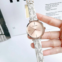 Jam Tangan Wanita Berkualitas Tinggi MKOriginals Stainless Steel Kulit Quartz Pointer 38mm 16mm Tahan Air
