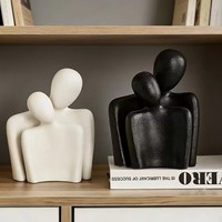 Figurines de couple en porcelaine blanche abstraite créative Jianermi, décorations pour la maison, salon, meuble TV, armoire à vin, style moderne