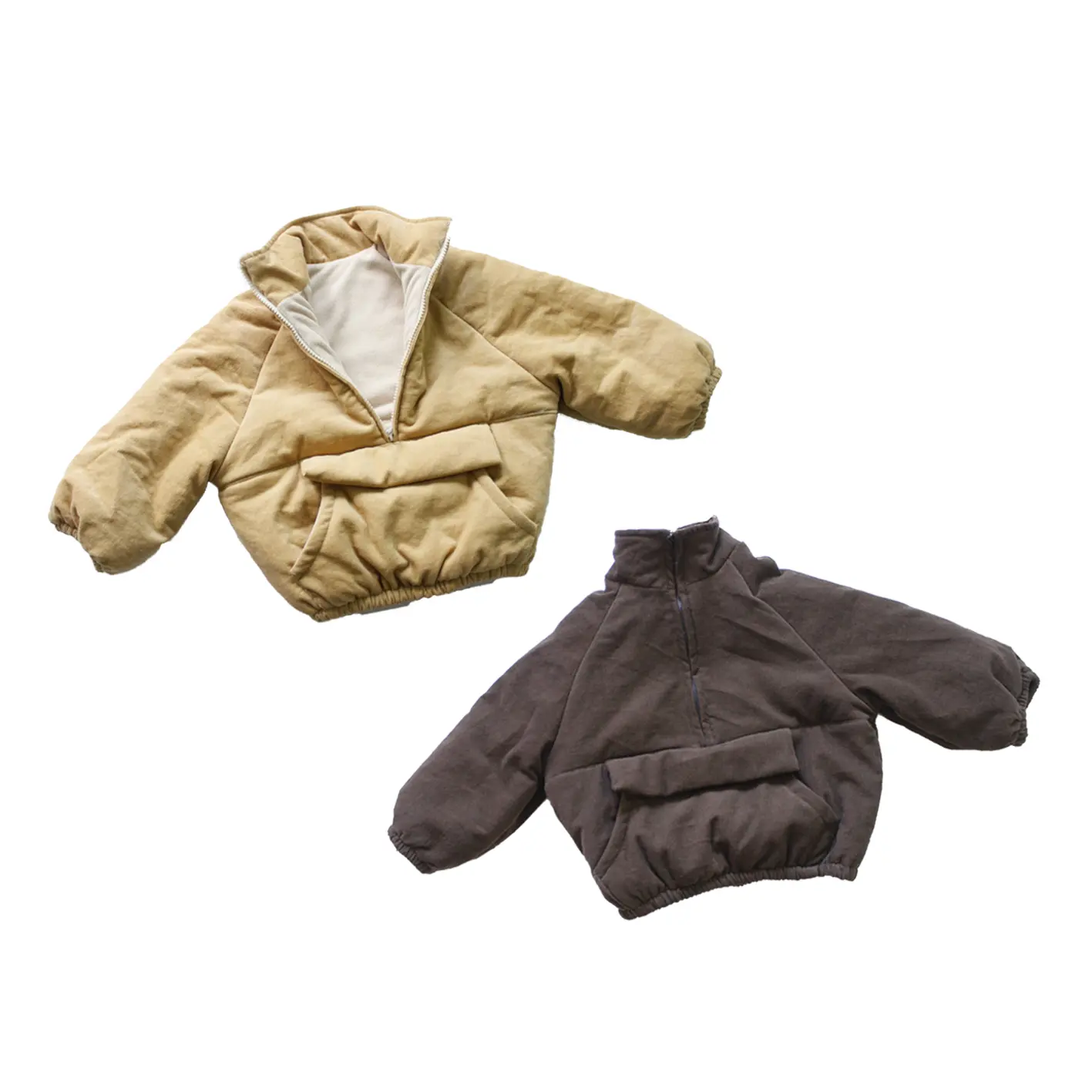 Новый дизайн, детская зимняя теплая верхняя одежда в Корейском стиле на заказ, винтажный пуловер на молнии с карманами для маленьких мальчиков, флисовая куртка