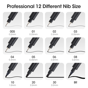 Vente Pas Cher Micro Stylo Couleur Noire <span class=keywords><strong>Dessin</strong></span> Fineliner Stylo 12 Marqueurs à Pointe Différente Croquis - Product Image 4