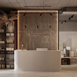 Custom Modern Luxury Commercial Salon Reception <b>Desk</b> Handmade Wood Barber Furniture Factory Model 502 Barber Mall Hotel <b>Foldable</b> - Product Image 3